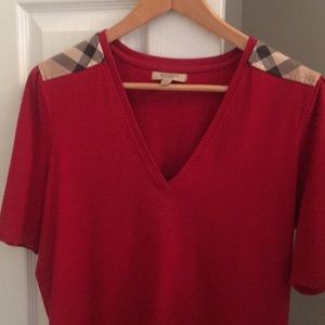 Red Burberry short sleeve top.